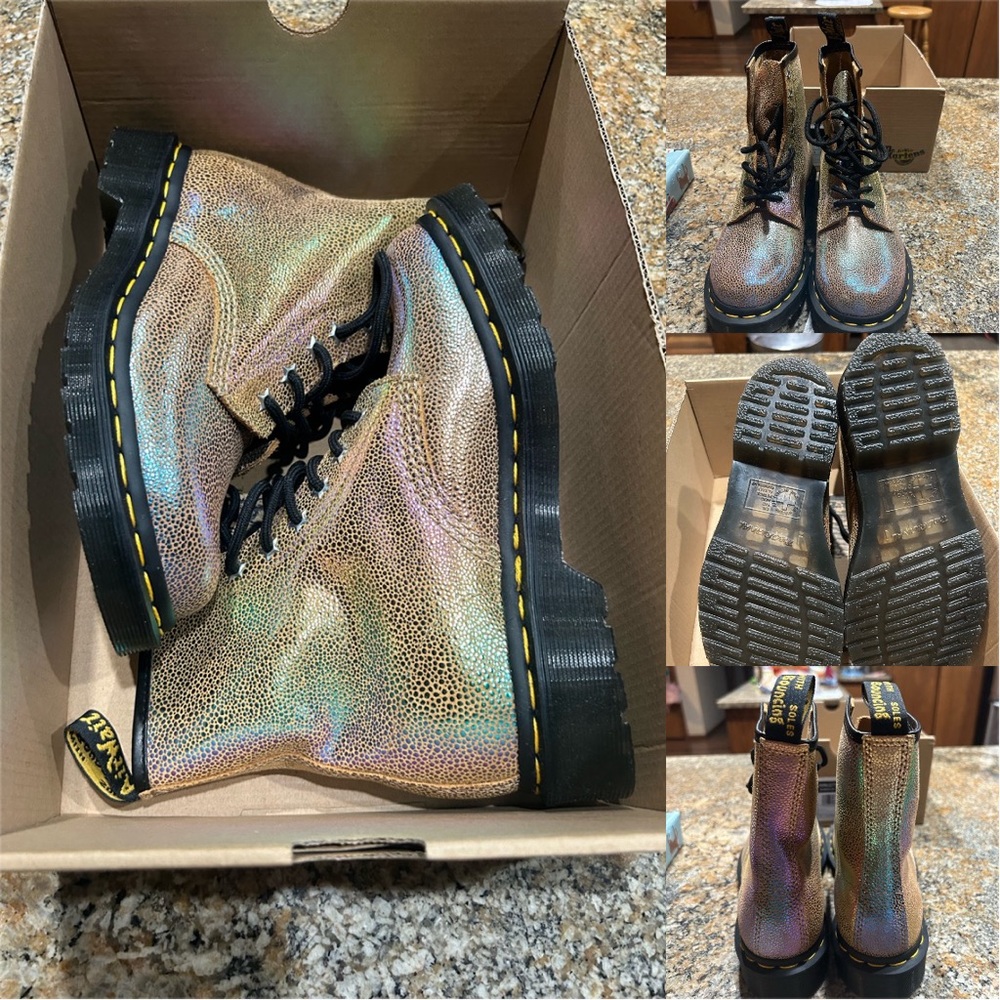 Dr. Martens Women's 1460 Sand Rainbow Ray Boots Ladies Size 6 BRAND NEW IN BOX